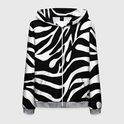 Толстовка 3D на молнии мужская Зебра, цвет: 3D-меланж