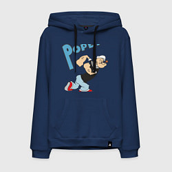 Толстовка-худи хлопковая мужская Popeye, цвет: тёмно-синий
