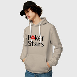 Толстовка-худи хлопковая мужская Poker Stars, цвет: миндальный — фото 2