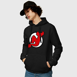 Толстовка-худи хлопковая мужская New Jersey Devils цвета черный — фото 2