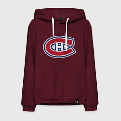 Толстовка-худи хлопковая мужская Montreal Canadiens цвета меланж-бордовый — фото 1