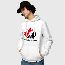 Толстовка-худи хлопковая мужская Canada, цвет: белый — фото 2