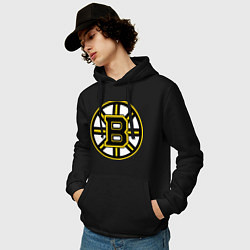 Толстовка-худи хлопковая мужская Boston Bruins, цвет: черный — фото 2