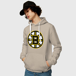 Толстовка-худи хлопковая мужская Boston Bruins, цвет: миндальный — фото 2