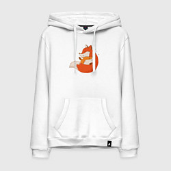 Толстовка-худи хлопковая мужская Лисички, цвет: белый
