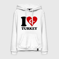 Толстовка-худи хлопковая мужская I love turkey, цвет: белый