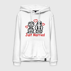 Толстовка-худи хлопковая мужская Just married (Молодожены), цвет: белый