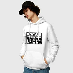 Толстовка-худи хлопковая мужская NWA, цвет: белый — фото 2