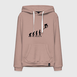 Толстовка-худи хлопковая мужская Эволюция лыжник, цвет: пыльно-розовый