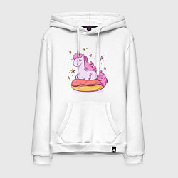 Толстовка-худи хлопковая мужская Единорог на пончике, цвет: белый