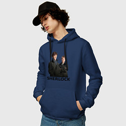 Толстовка-худи хлопковая мужская Sherlock, цвет: тёмно-синий — фото 2