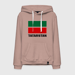Толстовка-худи хлопковая мужская Флаг Татарстана, цвет: пыльно-розовый