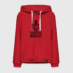 Толстовка-худи хлопковая мужская Keep Calm & Cheeki Breeki, цвет: красный