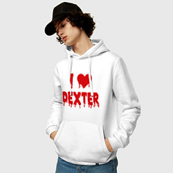 Толстовка-худи хлопковая мужская I love Dexter, цвет: белый — фото 2