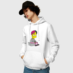 Толстовка-худи хлопковая мужская Bart: Lil Peep, цвет: белый — фото 2