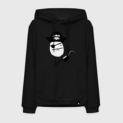 Толстовка-худи хлопковая мужская Покер фейс пират, цвет: черный