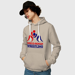 Толстовка-худи хлопковая мужская Greco-roman wrestling, цвет: миндальный — фото 2