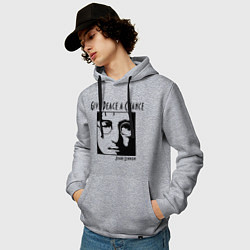 Толстовка-худи хлопковая мужская Give Peace a Chance, цвет: меланж — фото 2