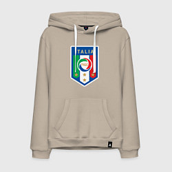 Толстовка-худи хлопковая мужская Italia FIGC, цвет: миндальный