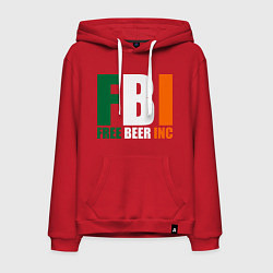 Толстовка-худи хлопковая мужская Free Beer Inc, цвет: красный