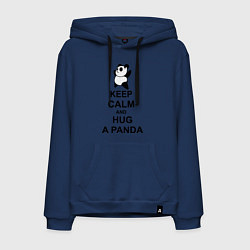 Толстовка-худи хлопковая мужская Keep Calm & Hug A Panda цвета тёмно-синий — фото 1