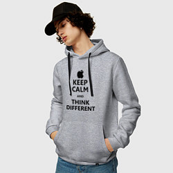 Толстовка-худи хлопковая мужская Keep Calm & Think Different, цвет: меланж — фото 2