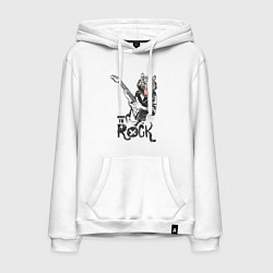 Толстовка-худи хлопковая мужская Tiger: born to rock, цвет: белый