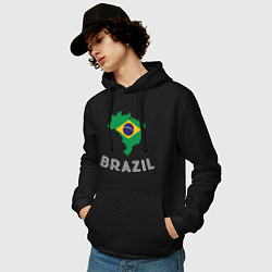 Толстовка-худи хлопковая мужская Brazil Country, цвет: черный — фото 2