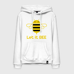 Толстовка-худи хлопковая мужская Android - Let It Bee, цвет: белый
