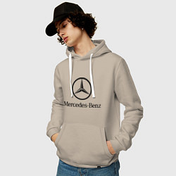 Толстовка-худи хлопковая мужская Logo Mercedes-Benz, цвет: миндальный — фото 2