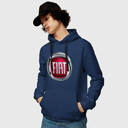 Толстовка-худи хлопковая мужская FIAT logo, цвет: тёмно-синий — фото 2