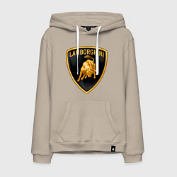 Толстовка-худи хлопковая мужская Lamborghini logo, цвет: миндальный