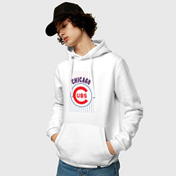 Толстовка-худи хлопковая мужская Chicago Cubs лого, цвет: белый — фото 2