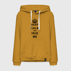 Толстовка-худи хлопковая мужская Keep Calm & Hug Mе, цвет: горчичный