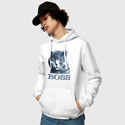 Толстовка-худи хлопковая мужская Boss cat, цвет: белый — фото 2