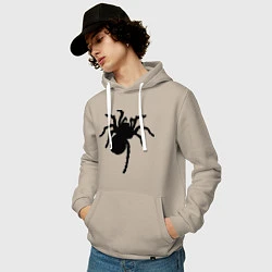Толстовка-худи хлопковая мужская Черный паук, цвет: миндальный — фото 2