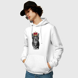 Толстовка-худи хлопковая мужская Meow kitten, цвет: белый — фото 2