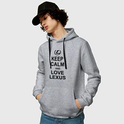 Толстовка-худи хлопковая мужская Keep Calm & Love Lexus, цвет: меланж — фото 2