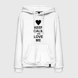 Толстовка-худи хлопковая мужская Keep Calm & Love Me, цвет: белый