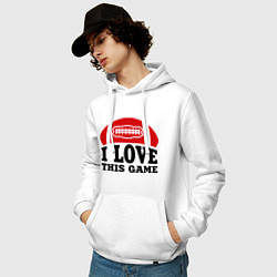 Толстовка-худи хлопковая мужская I love this game.(rugby), цвет: белый — фото 2