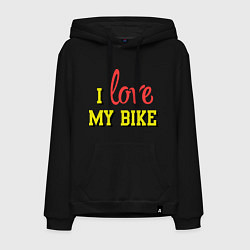 Толстовка-худи хлопковая мужская I love my bike, цвет: черный