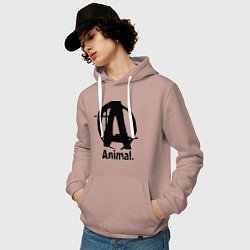Толстовка-худи хлопковая мужская Animal Logo, цвет: пыльно-розовый — фото 2