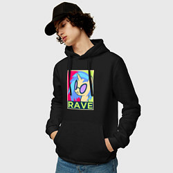 Толстовка-худи хлопковая мужская DJ Pon-3 RAVE, цвет: черный — фото 2