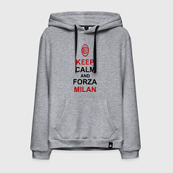 Толстовка-худи хлопковая мужская Keep Calm & Forza Milan, цвет: меланж