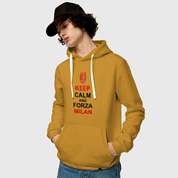 Толстовка-худи хлопковая мужская Keep Calm & Forza Milan, цвет: горчичный — фото 2