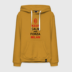 Толстовка-худи хлопковая мужская Keep Calm & Forza Milan, цвет: горчичный