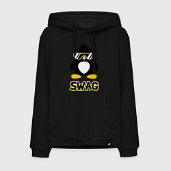 Толстовка-худи хлопковая мужская SWAG Penguin, цвет: черный