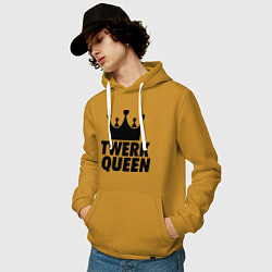 Толстовка-худи хлопковая мужская Twerk Queen, цвет: горчичный — фото 2