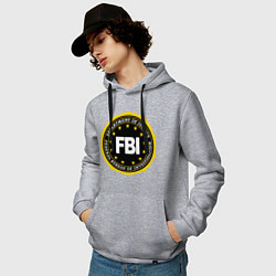 Толстовка-худи хлопковая мужская FBI Departament, цвет: меланж — фото 2