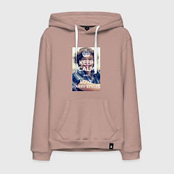 Толстовка-худи хлопковая мужская Keep Calm & Love Harry Styles, цвет: пыльно-розовый